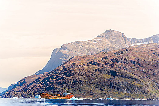 捕鱼,拖船,海上,格陵兰