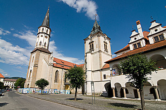斯洛伐克,城镇广场,市政厅,教堂