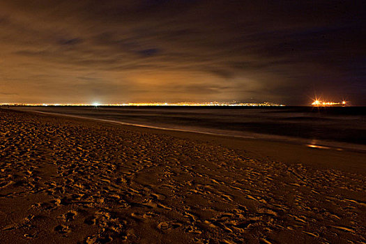 沙滩,夜晚,开普敦