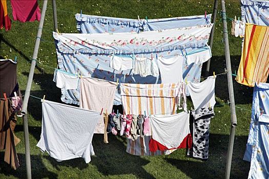 洗衣服,晾衣服,弄干,花园,房子,北莱茵威斯特伐利亚,德国,欧洲