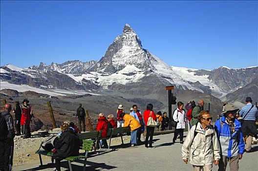 游客,戈尔内格拉特,高原,马塔角,策马特峰,瓦莱,瑞士