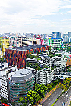 在新加坡街头的鸟瞰图