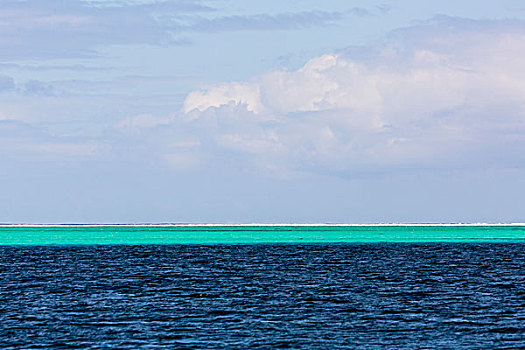 太平洋,法属玻利尼西亚,社会群岛,塔希提岛,层次,蓝色,指示,不同,礁石,地平线