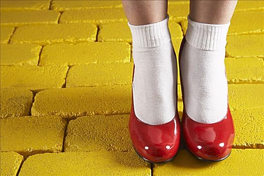 红色,鞋,黄色,砖