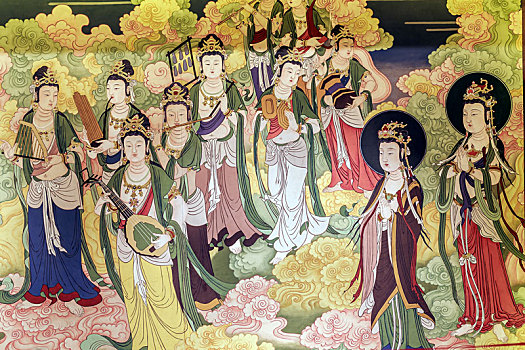 佛家菩萨壁画,拍摄于中国山东省济宁市兖州兴隆文化园