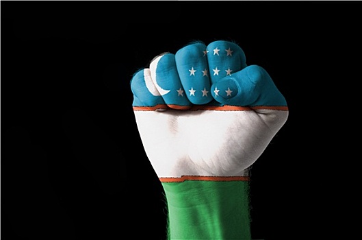 拳头,涂绘,彩色,乌兹别克斯坦,旗帜