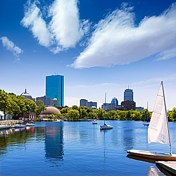 波士顿,帆船,查尔斯河,滨海休闲区,马萨诸塞,美国