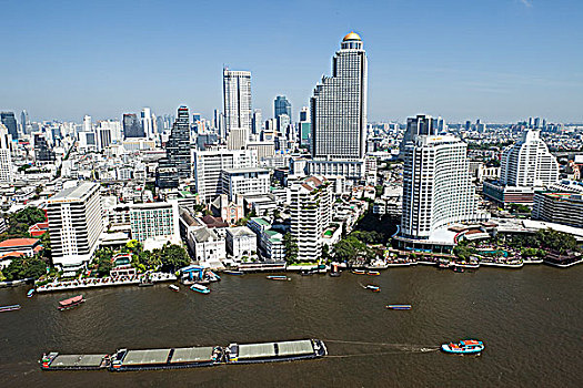 泰国,曼谷,城市天际线,湄南河