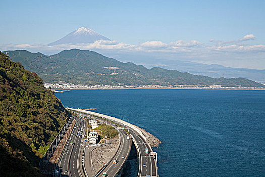 沿岸,道路,靜岡,日本,亞洲
