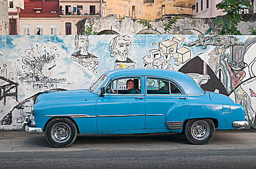 古巴,男人,微笑,驾驶员,座椅,老,20世纪50年代,美洲,汽车,哈瓦那