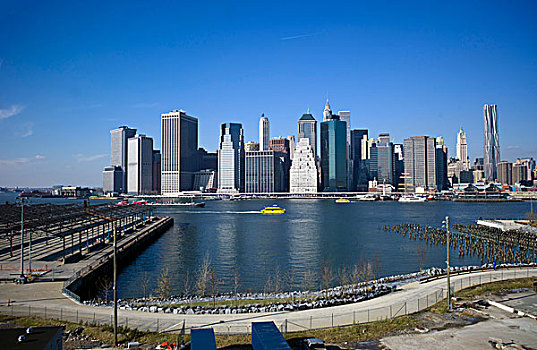 风景,布鲁克林,曼哈顿,天际线,华尔街,南街海港,东河,纽约,美国