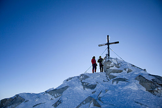 绳索,团队,顶峰,阿尔卑斯山,提洛尔,奥地利