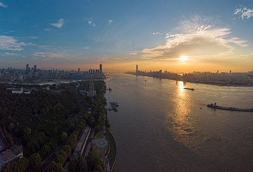 武汉,夏日,城市,航拍,日出,风光