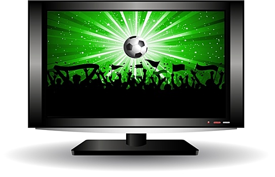 足球,一堆,液晶显示屏,电视