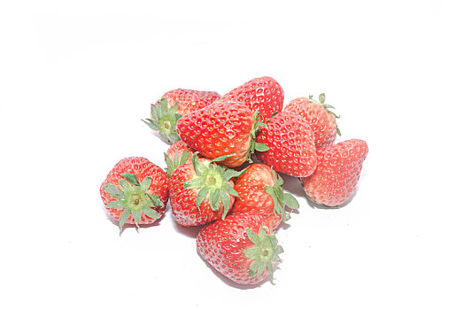 少量,草莓,堆放,白色背景