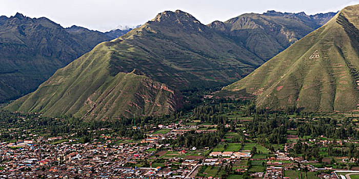 城镇,山峦,秘鲁