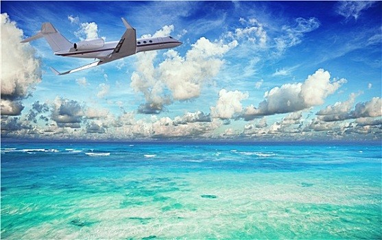 私人飞机,上方,热带,海洋