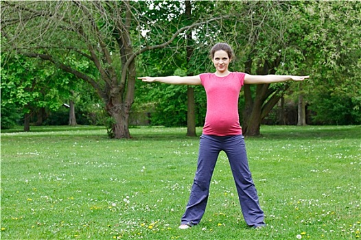 孕妇,练习,公园