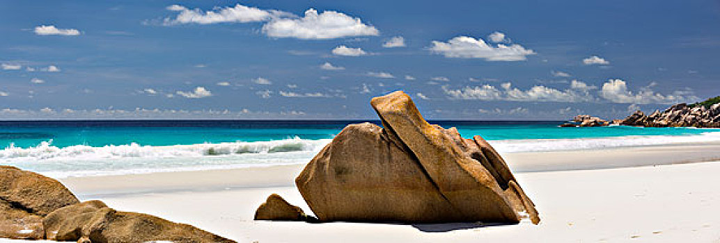 花冈岩,石头,海滩,拉迪格岛,塞锡尔群岛