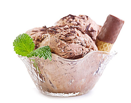 碗,巧克力冰淇淋