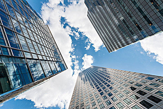 摩天大楼,玻璃,建筑,塔楼,天空,现代建筑,一个,加拿大,金丝雀码头,伦敦,英格兰,英国