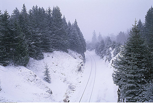 铁轨,暴风雪,新斯科舍省,加拿大