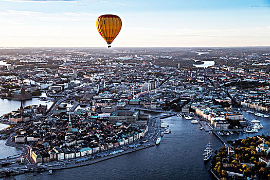 热气球,俯视,斯德哥尔摩,瑞典