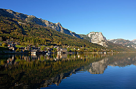 湖,乡村,萨尔茨卡莫古特,施蒂里亚,奥地利,欧洲