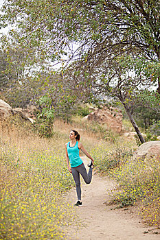 慢跑,伸展,公园,峡谷,洛杉矶,加利福尼亚,美国
