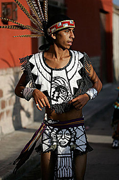 墨西哥人,舞者,羽毛,服饰,墨西哥,七月,2007年