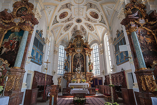 圣坛,房间,教区教堂,安德里亚,靠近,上巴伐利亚,巴伐利亚,德国,欧洲