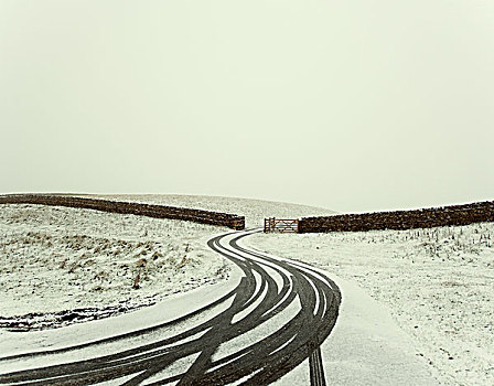 雪,大门,私家车道