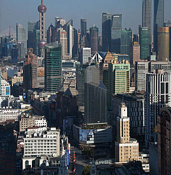 鸟瞰上海中心城区