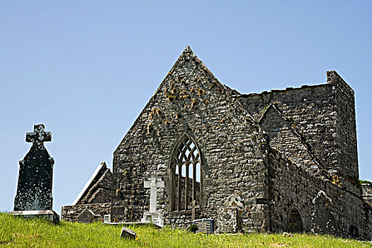 爱尔兰,梅奥县,教堂,石头,遗址,墓地