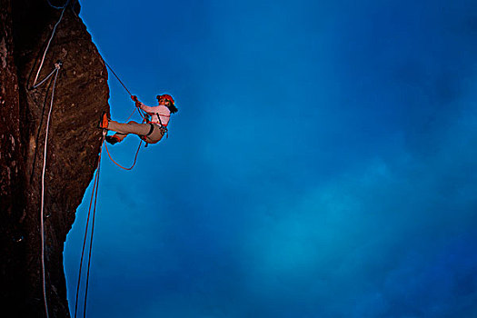 攀岩者,工作,蓝色,阴天,背景