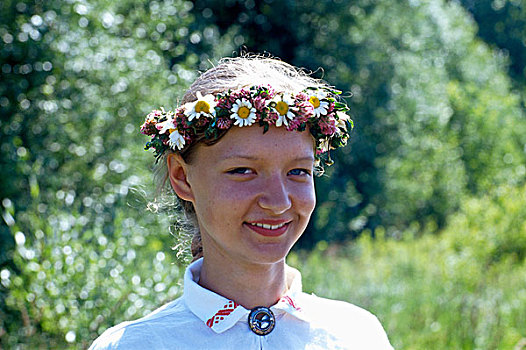 拉脱维亚,女孩,传统,民俗,服饰,国家,节日,游行,模型