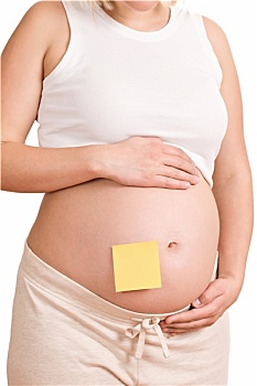 孕妇,便签纸,腹部