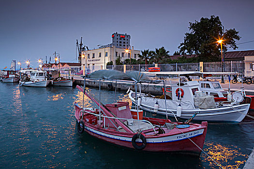 希腊,塞萨利,半岛,渔港,黎明