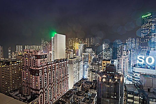 城市,夜景,香港,中国