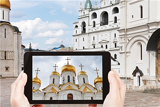 旅游,照相,大教堂广场,莫斯科