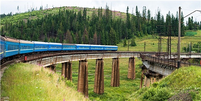 列车,桥,喀尔巴阡山脉