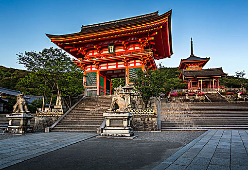 大门,清水寺,日落,京都,日本