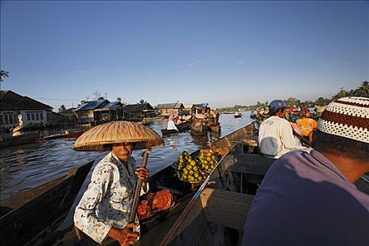 水上市场,靠近,婆罗洲,印度尼西亚