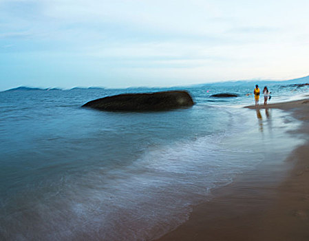 特写,石头,海洋,模糊,动感