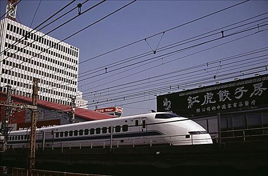 子弹头列车,正面,建筑,东京,日本