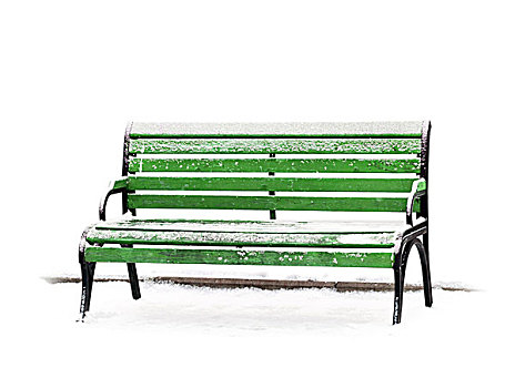 绿色,木制长椅,展示,白色背景,背景