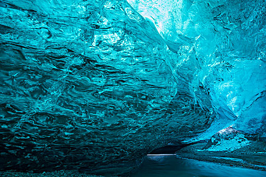 冰,洞穴,仰视,瓦特纳冰川,冰河,冰岛,欧洲