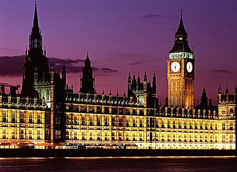 威斯敏斯特宫,夜景,伦敦,英格兰,英国,欧洲