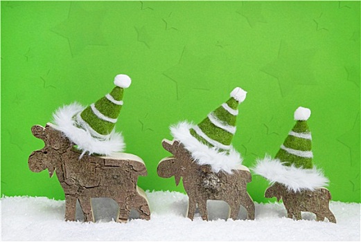 驯鹿,绿色,白色,木质,圣诞节,背景,圣诞帽