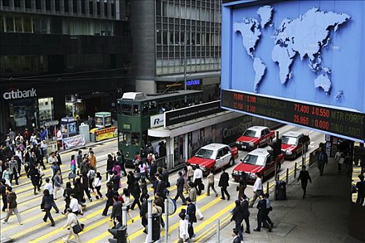 人行横道,展示,证券交易所,道路,香港岛,中国